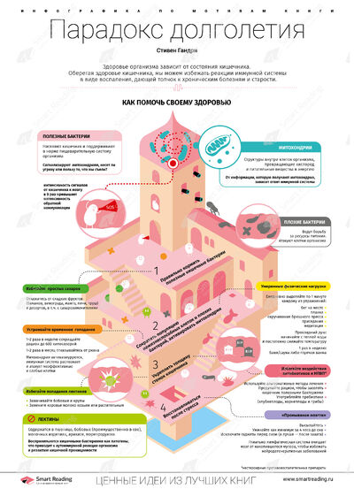 Инфографика для книги «Парадокс долголетия»